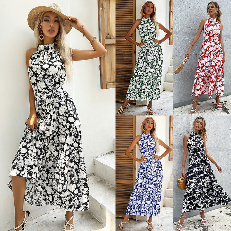 Printed Halter Maxi Dress by Andrea Serena