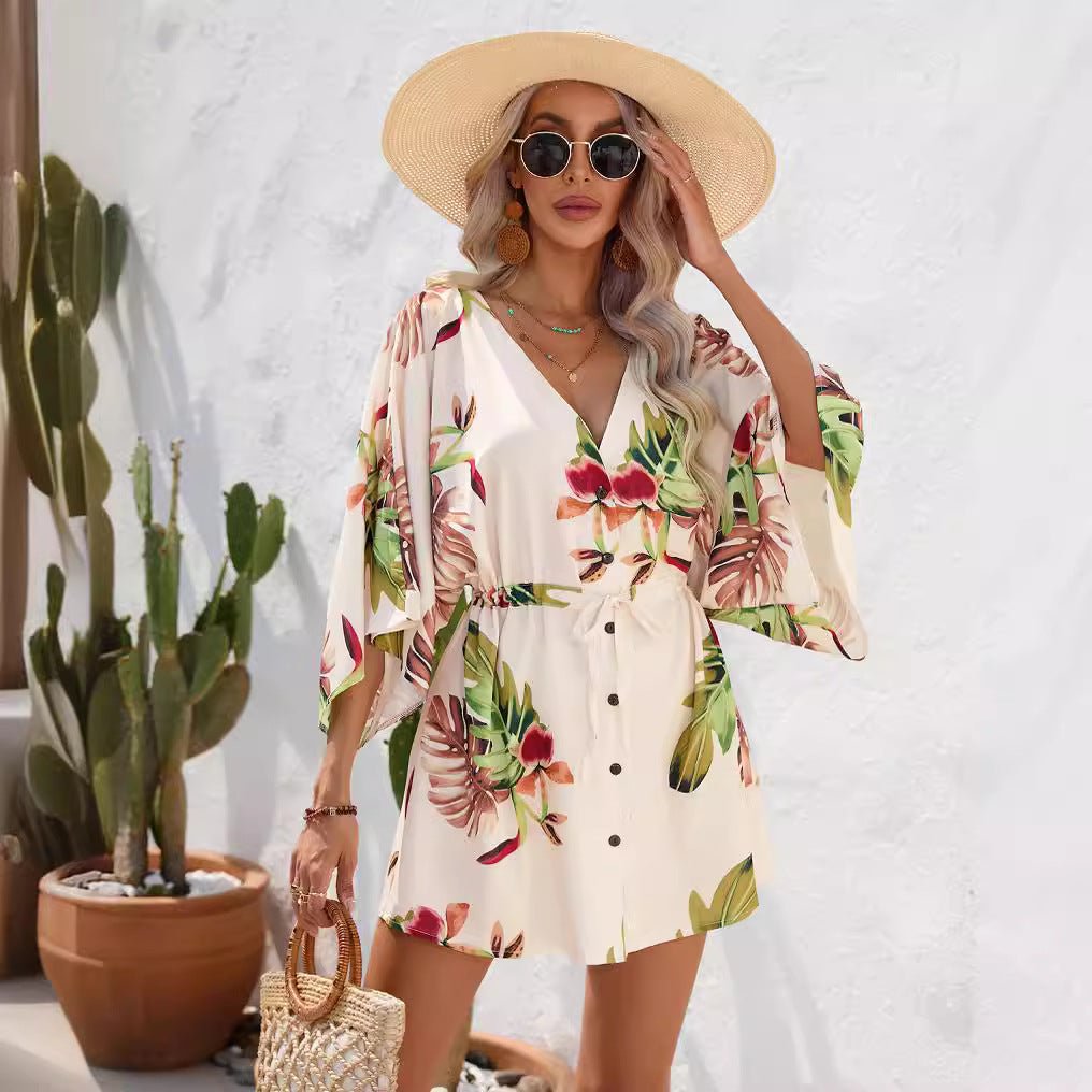 Leaf Print Summer Dress by Andrea Serena