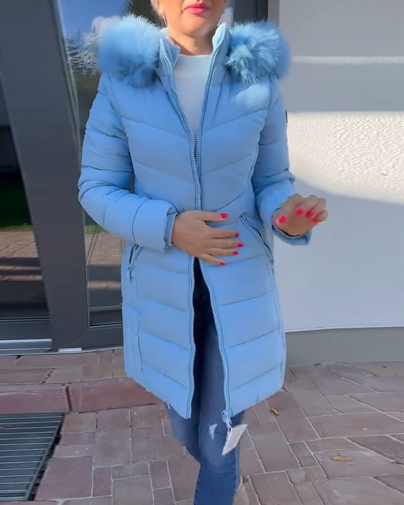 Andrea's™ | Lässige, einfarbige, wattierte jacke mit reißverschluss und tasche