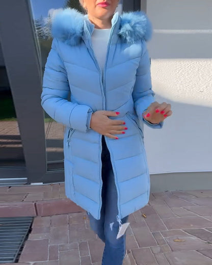 Andrea's™ | Lässige, einfarbige, wattierte jacke mit reißverschluss und tasche