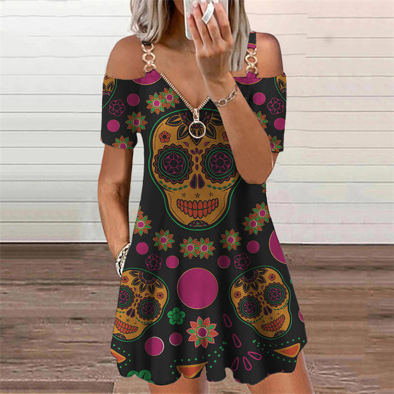Schickes Kurzarmkleid mit Print von Andrea Serena