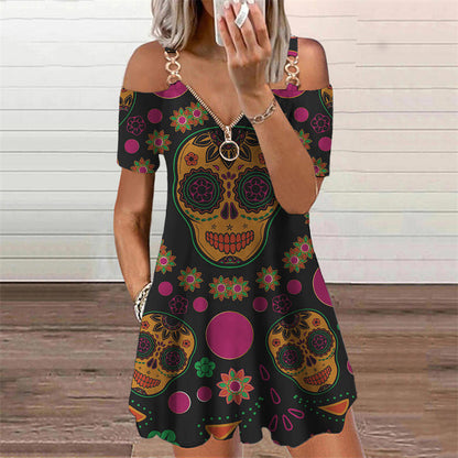 Schickes Kurzarmkleid mit Print von Andrea Serena