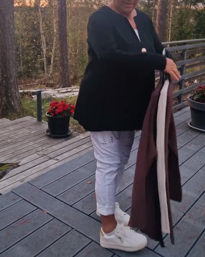 Andrea's™ | Strickjacke Metallknopf langärmelig