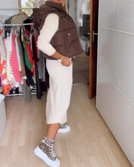 Andrea's™ | Einfarbiger Westenmantel mit Kapuze