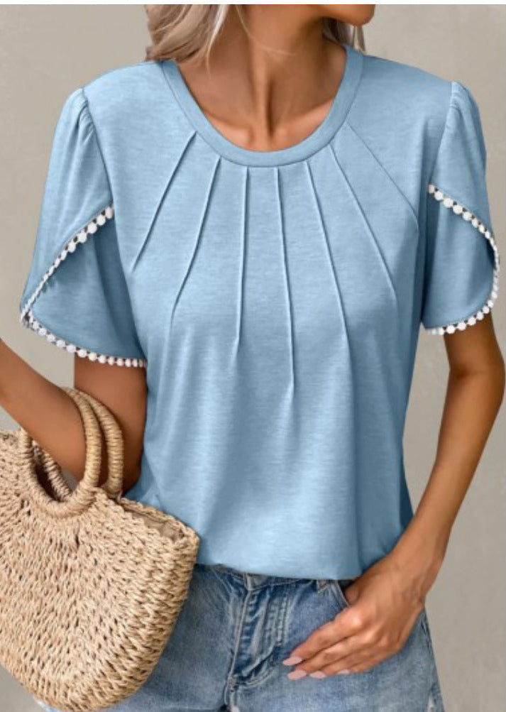 Schickes Andrea Serena Sommer-T-Shirt mit Tulpenärmeln