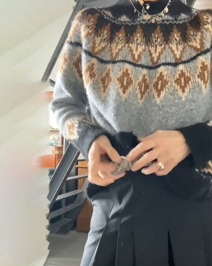 Andrea's™ | Pullover mit kontrastierendem geometrischem Muster