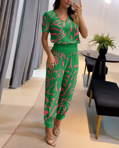 Andrea's™ | Lässiges Set aus Kurzarm-Top und Hose