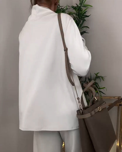 Andrea's™ | Top drapierter Kragen unregelmäßig langärmlig