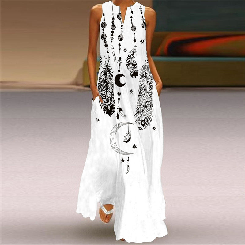 Ärmelloses Maxikleid von Andrea Serena mit Blumenmuster