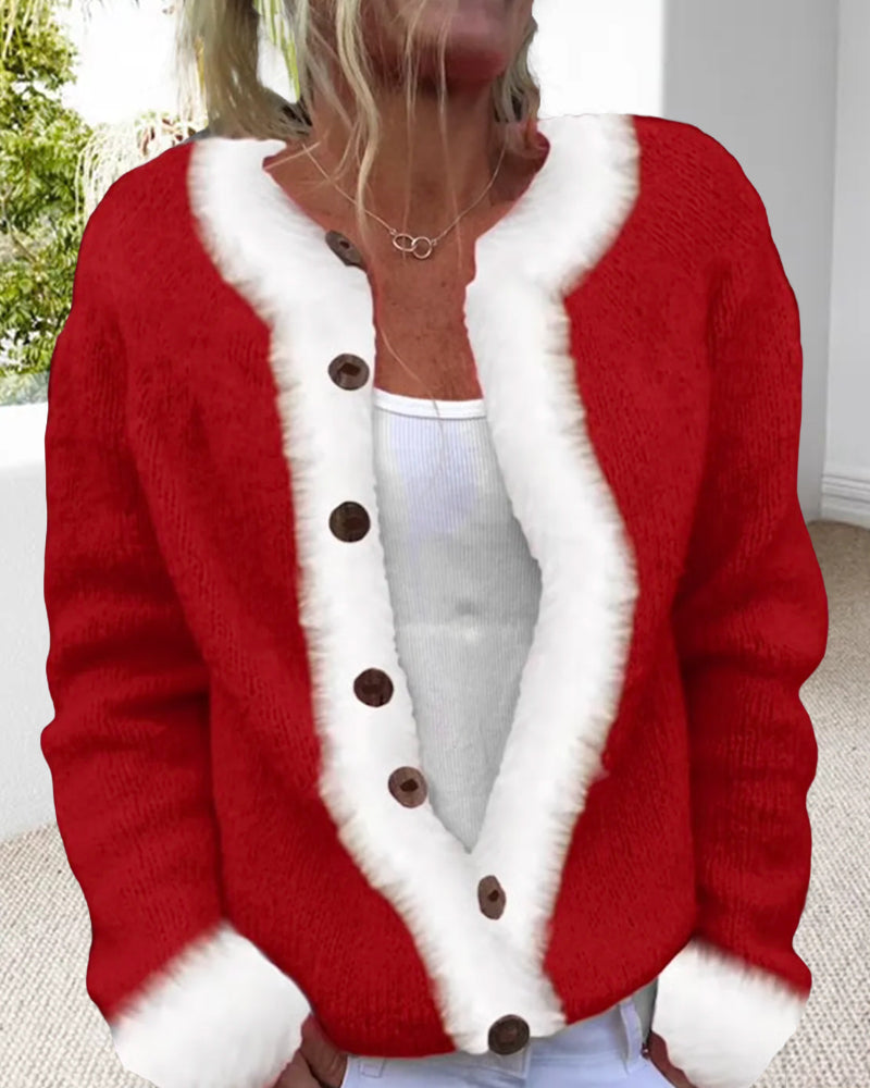 Andrea's™ | Modische Langärmelige Kontrastfarbige Strickjacke