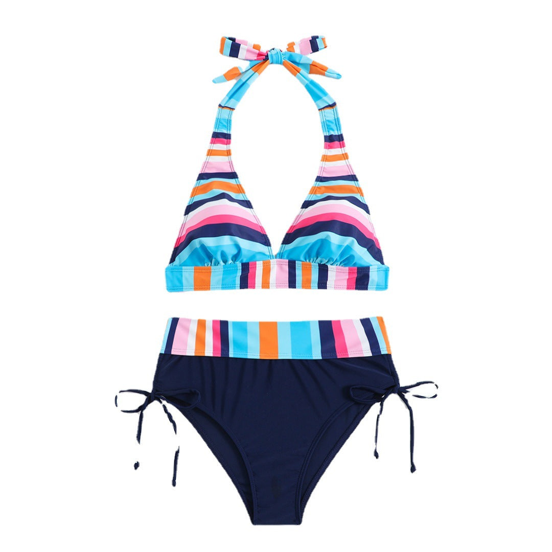 Gestreifter High-Waist-Bikini von Andrea Serena