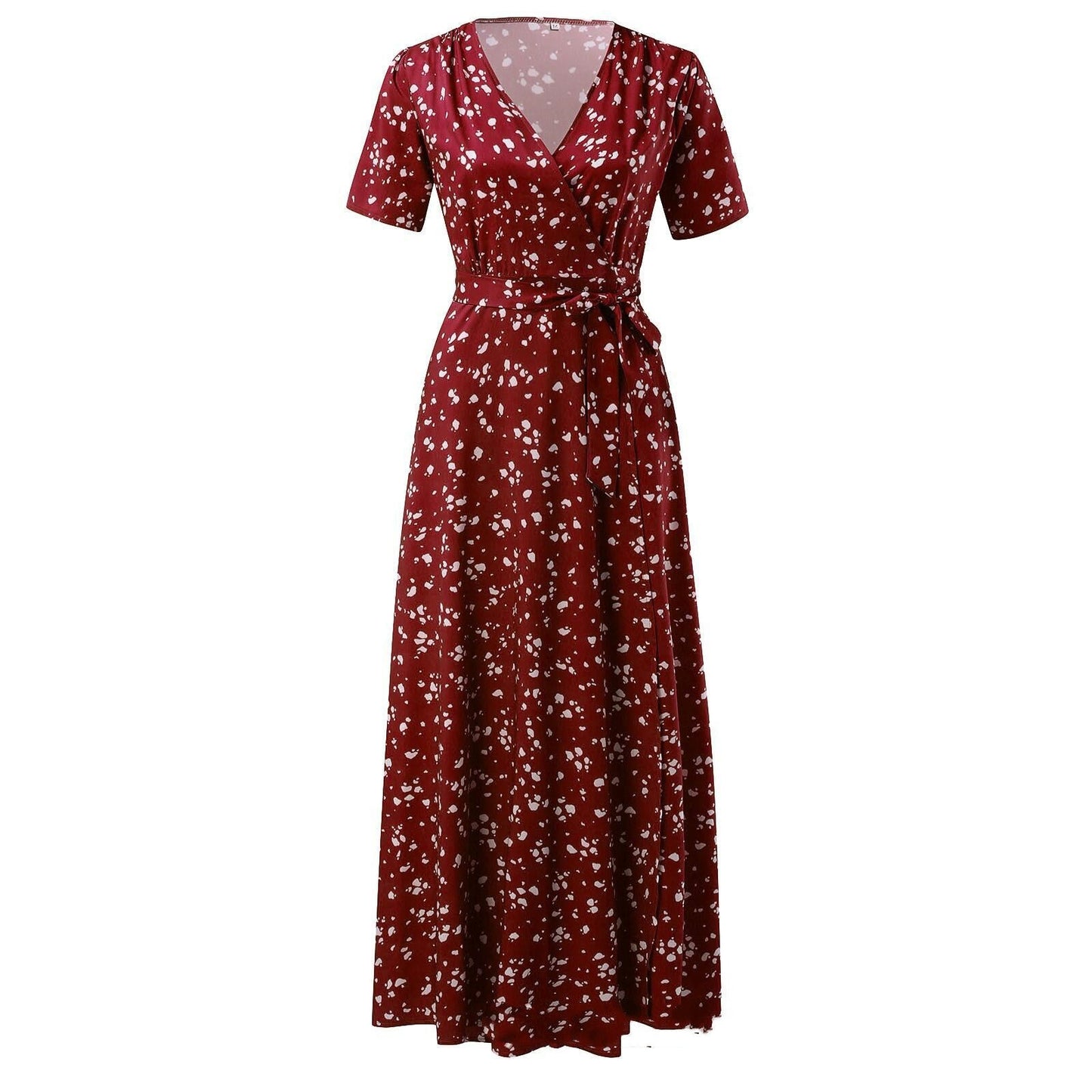 Andrea Serena Maxikleid mit Blumenmuster und kurzen Ärmeln