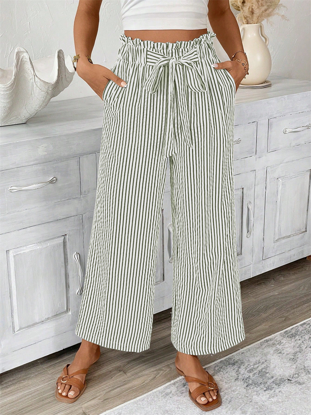 Gestreifte Hose mit geradem Bein von Andrea Serena