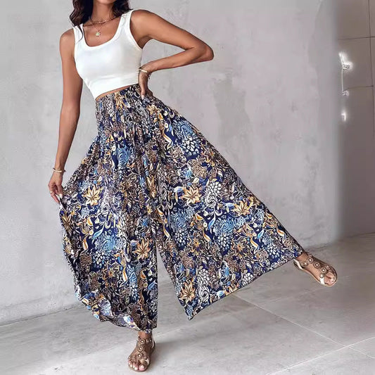 Retro Floral Wide-Leg Pants by Andrea Serena