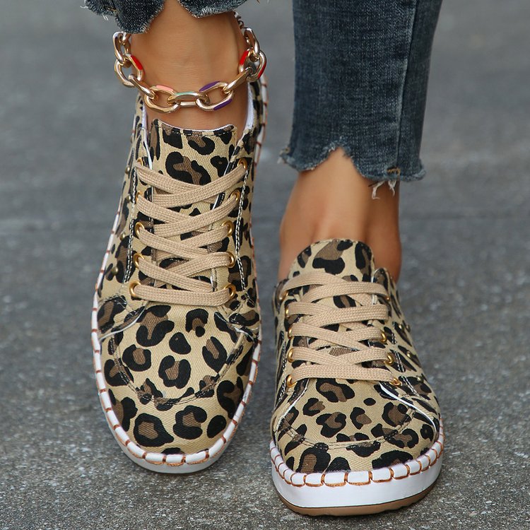 Andrea Serena Canvas-Sneaker mit Leopardenmuster