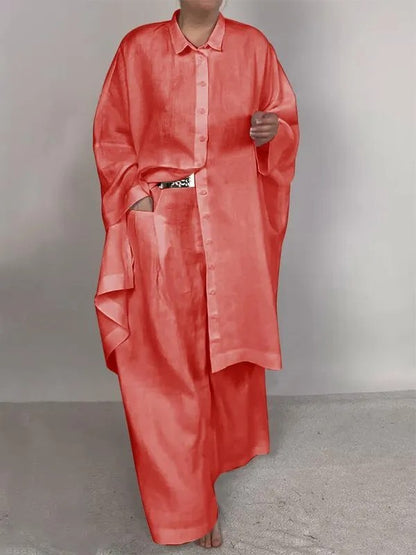 Andrea's™ | Lockeres Polo-Oberteil und weit geschnittene Hose im Set