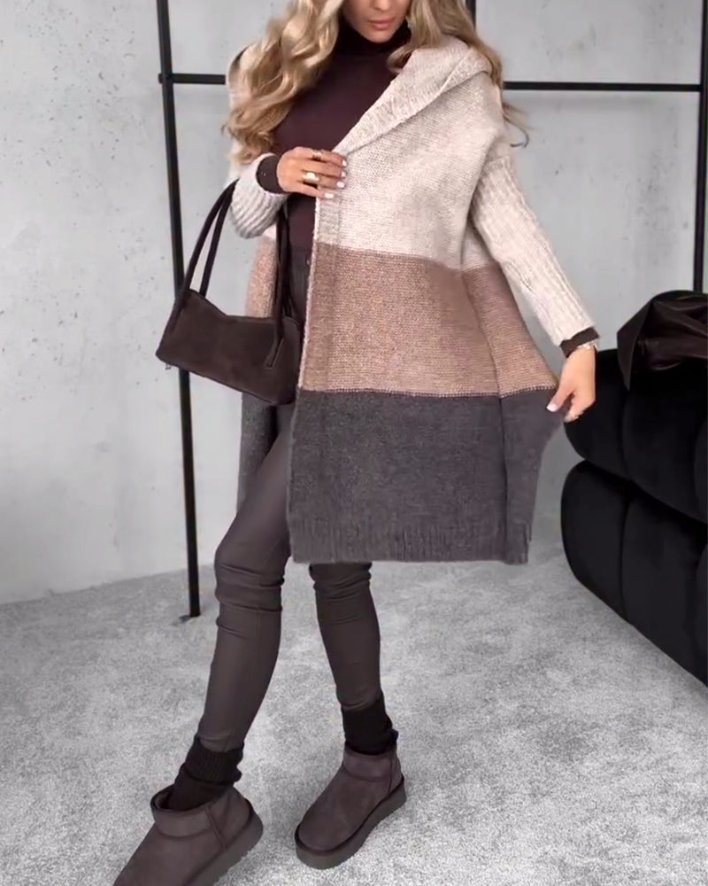 Andrea's™ | Strickjacke Herbst und Winter lässig mit Kapuze warm