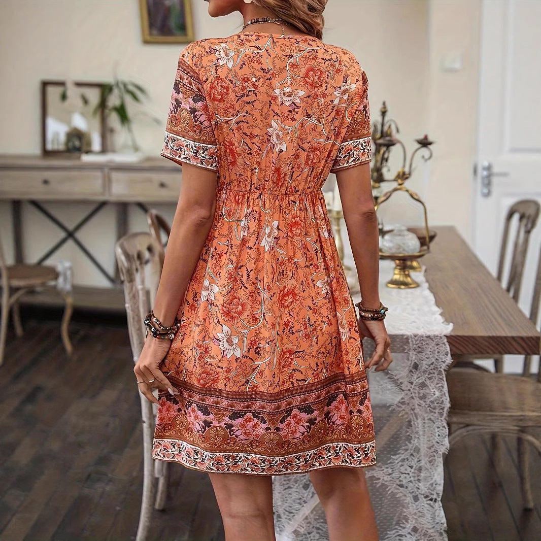 Sommerkleid im Boho-Stil mit Blumenmuster von Andrea Serena, A-Linie