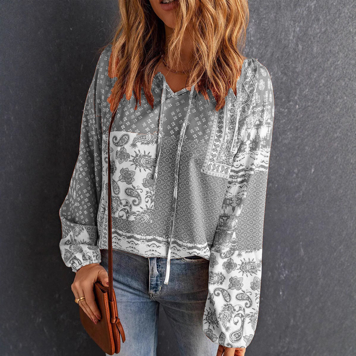 Boho-Bluse von Andrea Serena mit langen Ärmeln