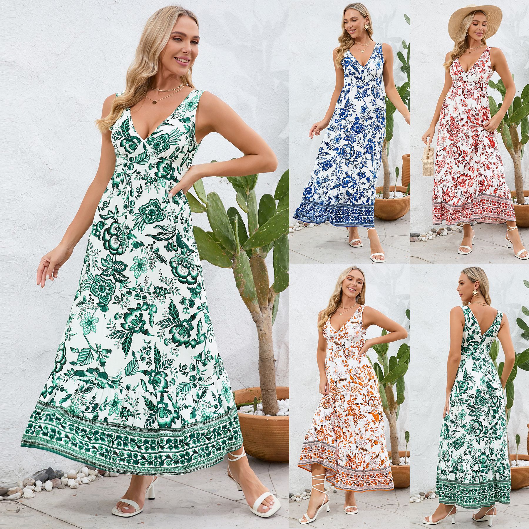 Floral V-Neck Maxi Dress by Andrea Serena