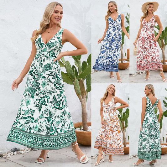 Floral V-Neck Maxi Dress by Andrea Serena