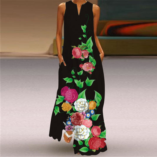 Floral Print Andrea Serena Sleeveless Maxi Dress