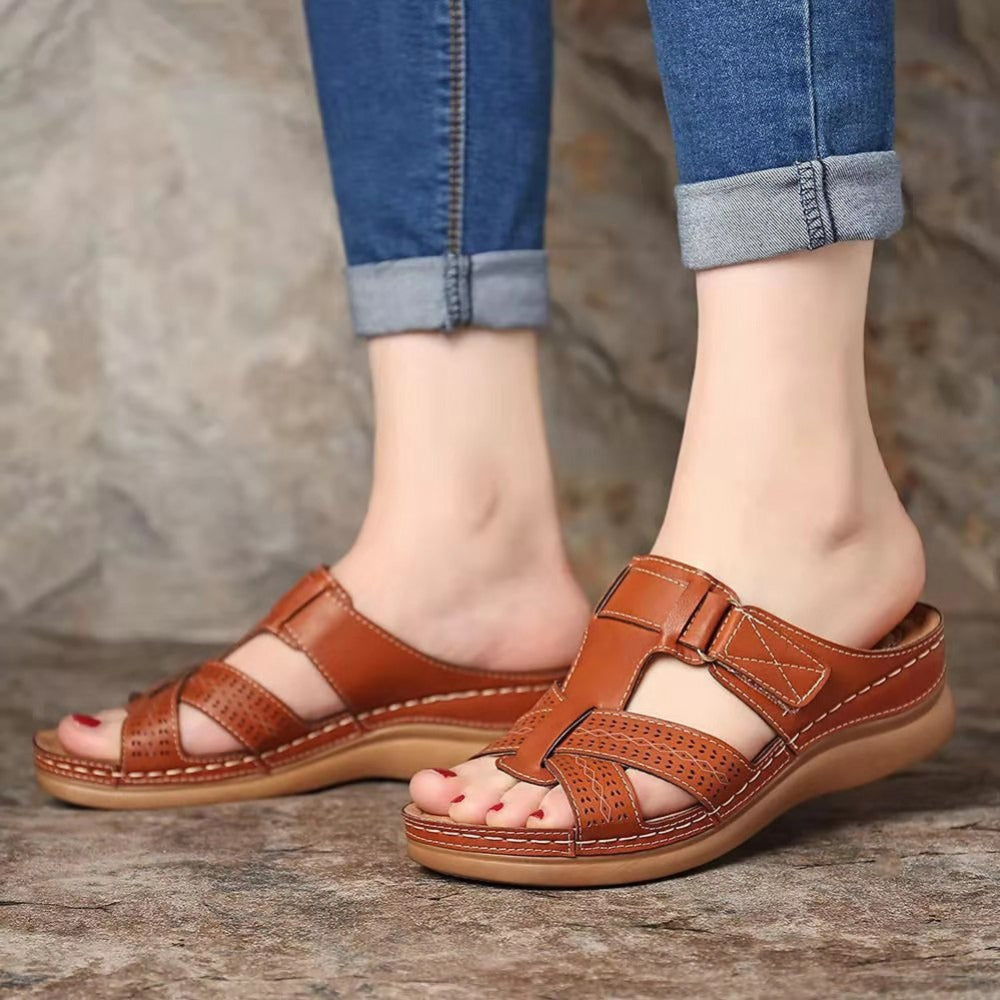 Vintage-Keilsandalen von Andrea Serena zum Hineinschlüpfen für Damen