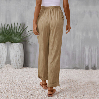 Plissierte Khaki-Geradehose von Andrea Serena