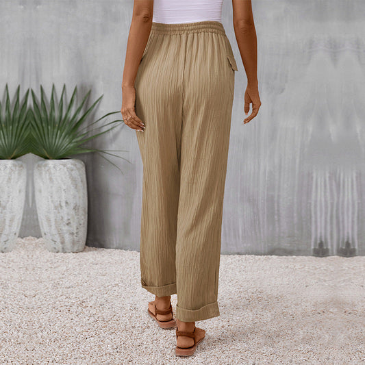 Plissierte Khaki-Geradehose von Andrea Serena