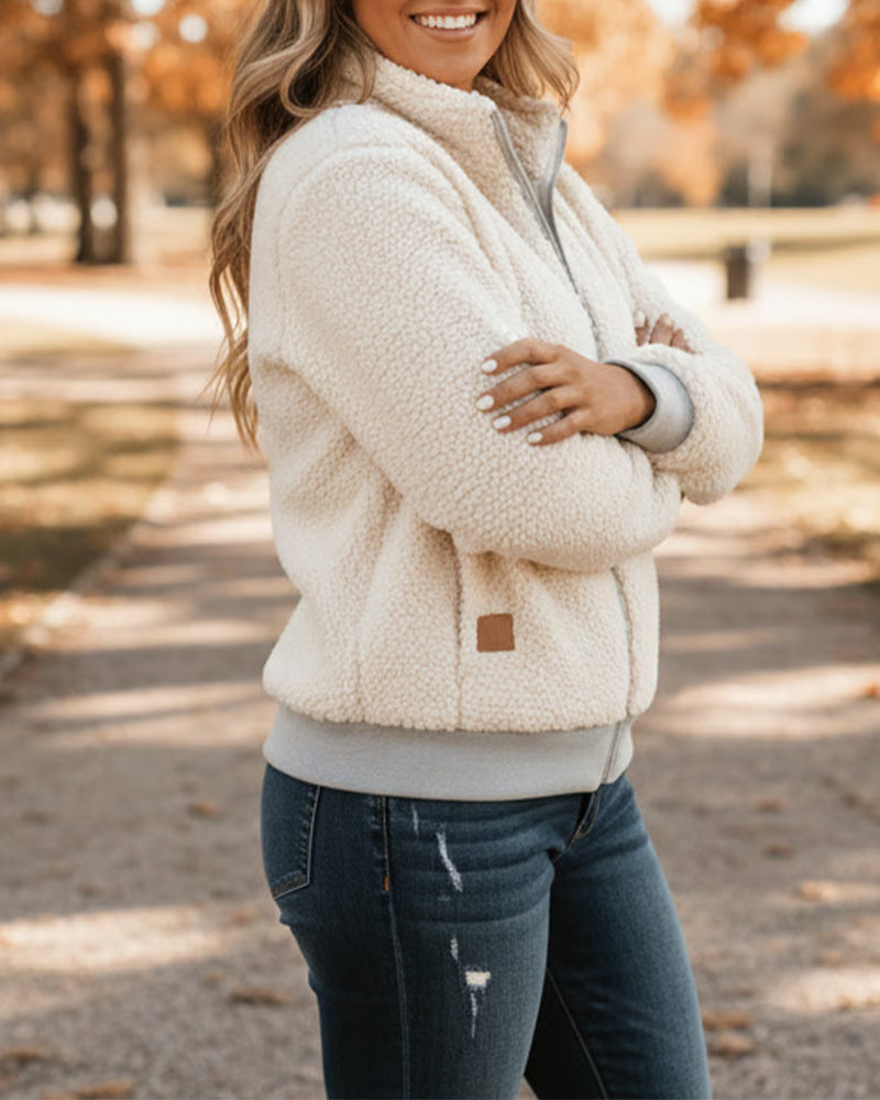 Andrea's™ | Jacke Stehkragen Fleiß Reißverschluss