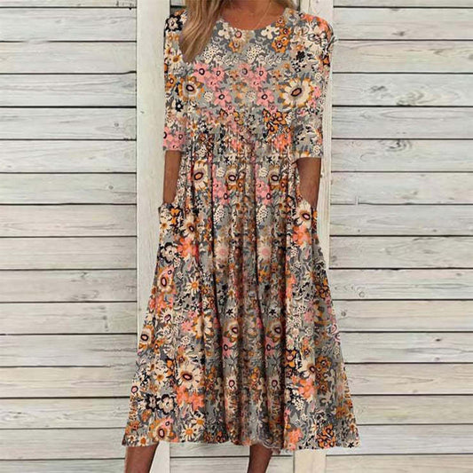 Andrea's™ | Bedrucktes Lockeres Kleid mit Taschen