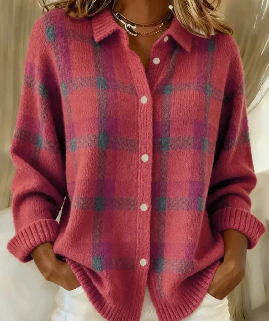 Gemütliche gestreifte Strickjackenbluse von Andrea Serena