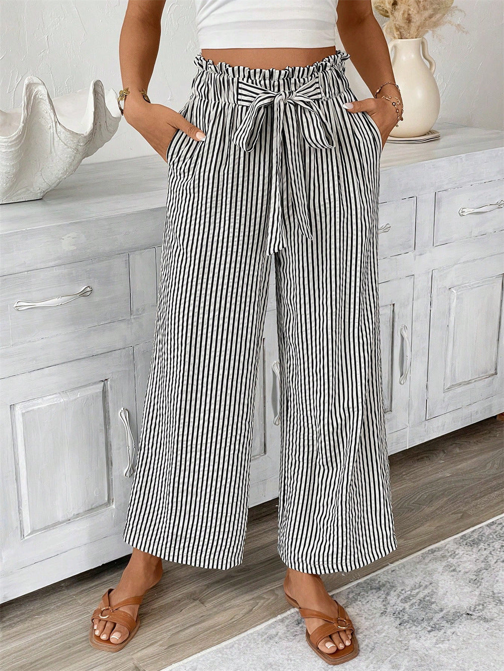 Gestreifte Hose mit geradem Bein von Andrea Serena