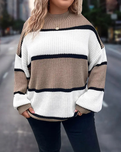 Andrea's™ | Weiter Pullover mit Kontraststreifen und Drop-Schulter