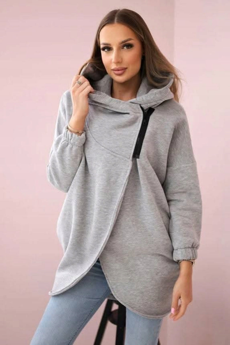 Andrea's™ | Damen-Hoodie-Mantel in Übergröße, einfarbig