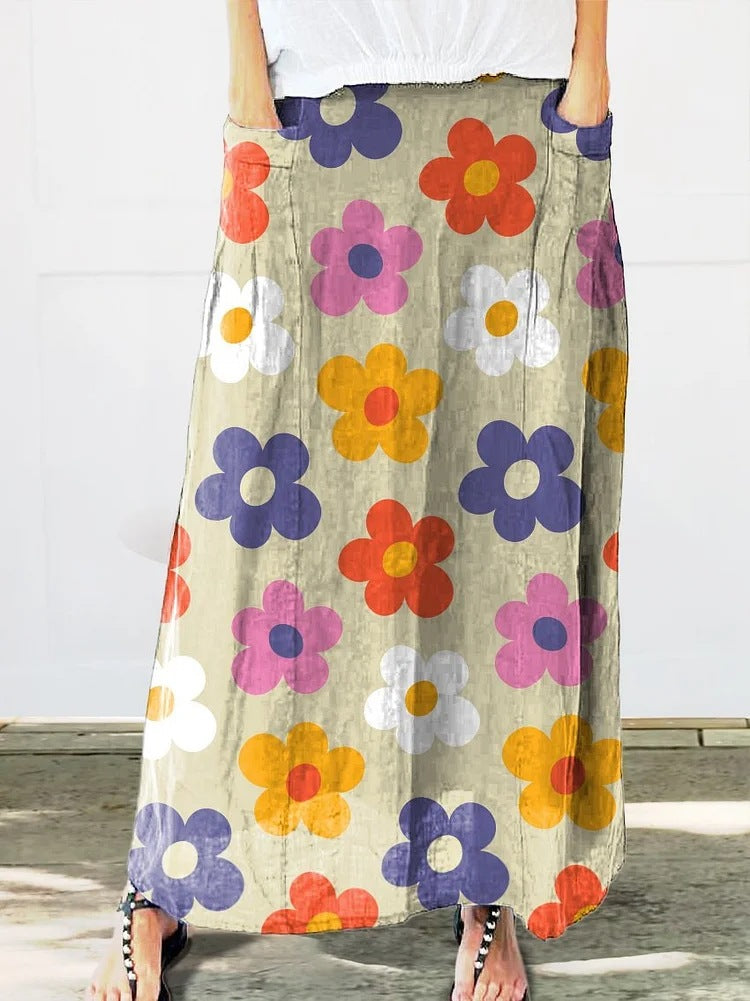 Retro-Blumenrock von Andrea Serena, Alltagsrock mit Taschen