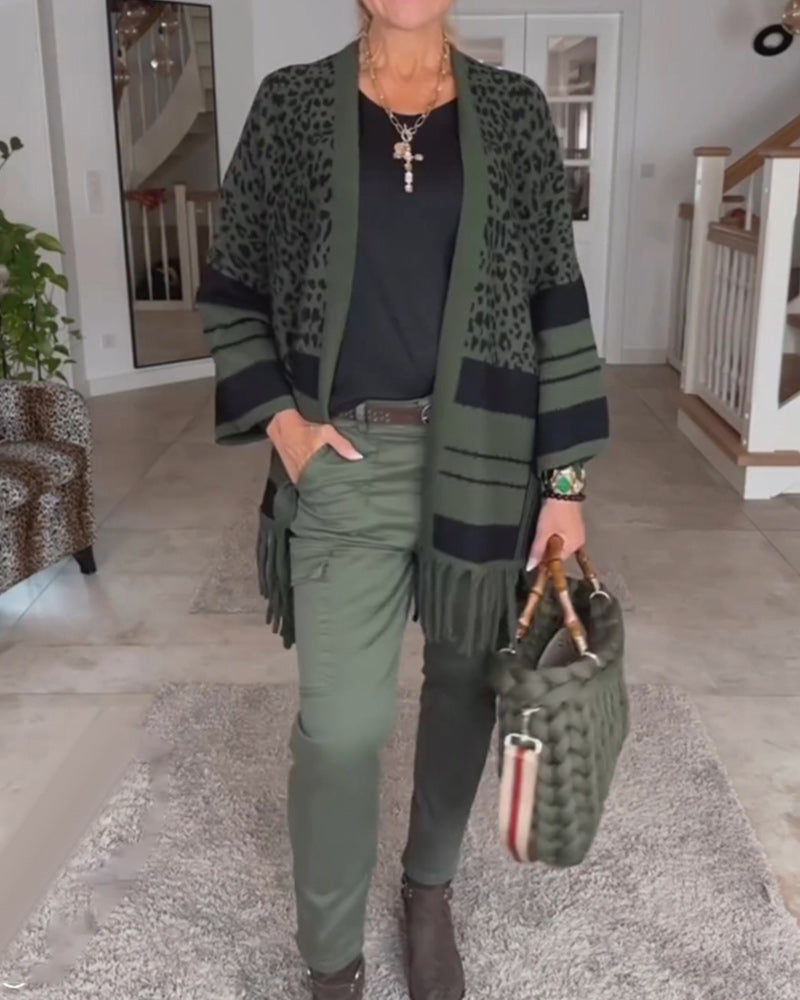 Andrea's™ | Langarm-Cardigan mit Leopardenmuster