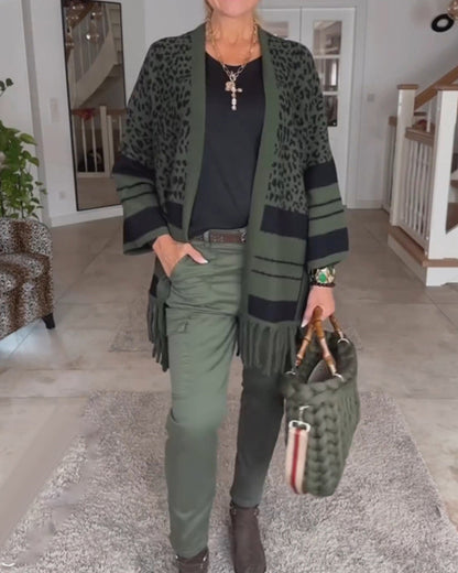 Andrea's™ | Langarm-Cardigan mit Leopardenmuster