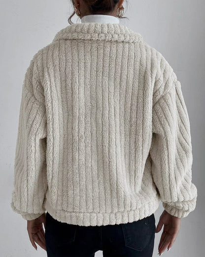 Andrea's™ | Lässiger, einfarbiger, dicker mantel mit reversknopf und langen ärmeln