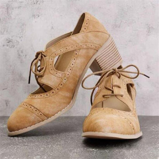 Andrea's™ | Damen-Schnürsandalen mit Cut-outs und hohen Absätzen