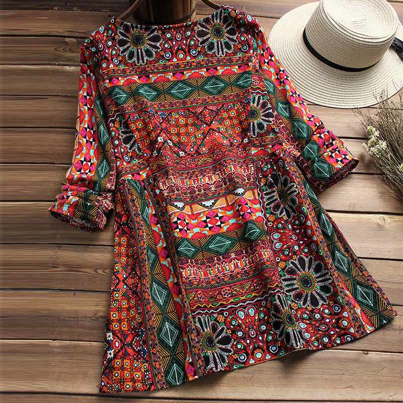 Boho-Baumwollbluse mit Print von Andrea Serena