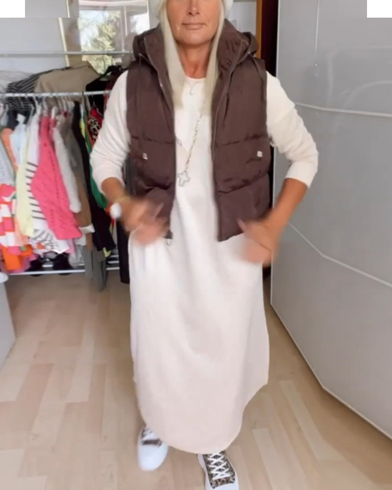 Andrea's™ | Einfarbiger Westenmantel mit Kapuze