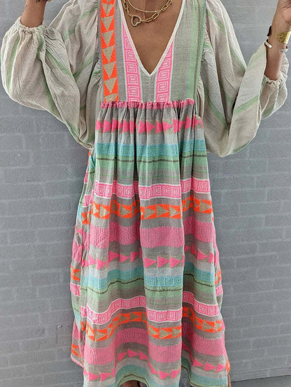 Andrea's™ | Boho-Kleid mit Puffärmeln in großen Größen