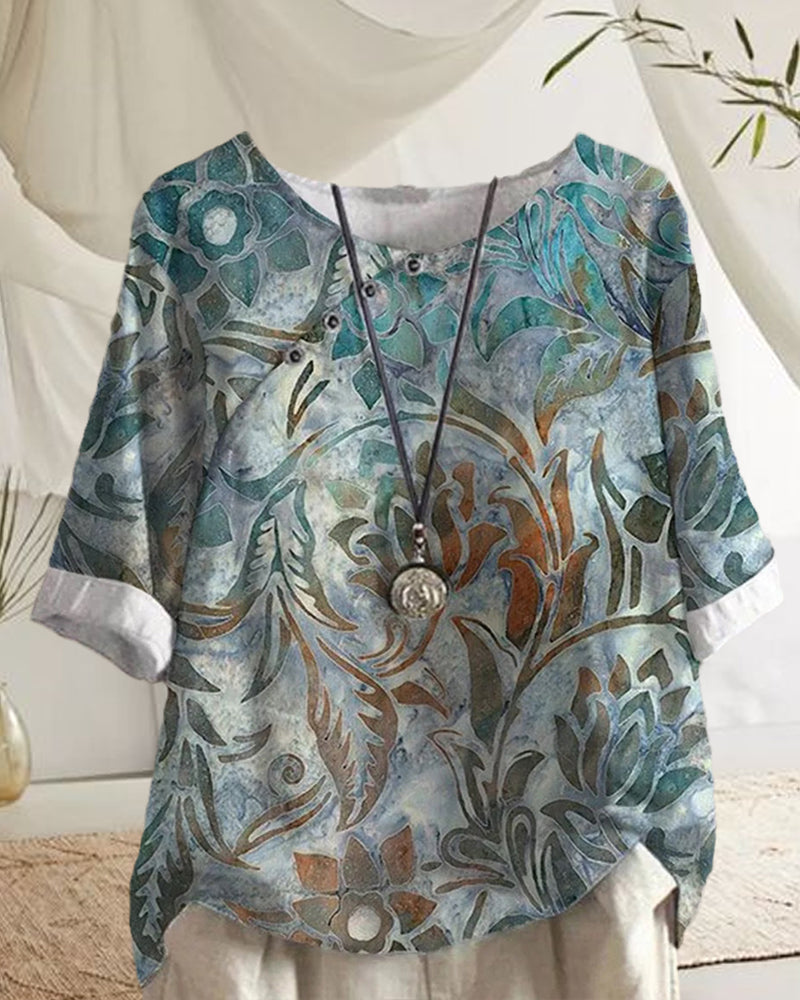 Andrea's™ | Blumen-t-shirt mit halben ärmeln