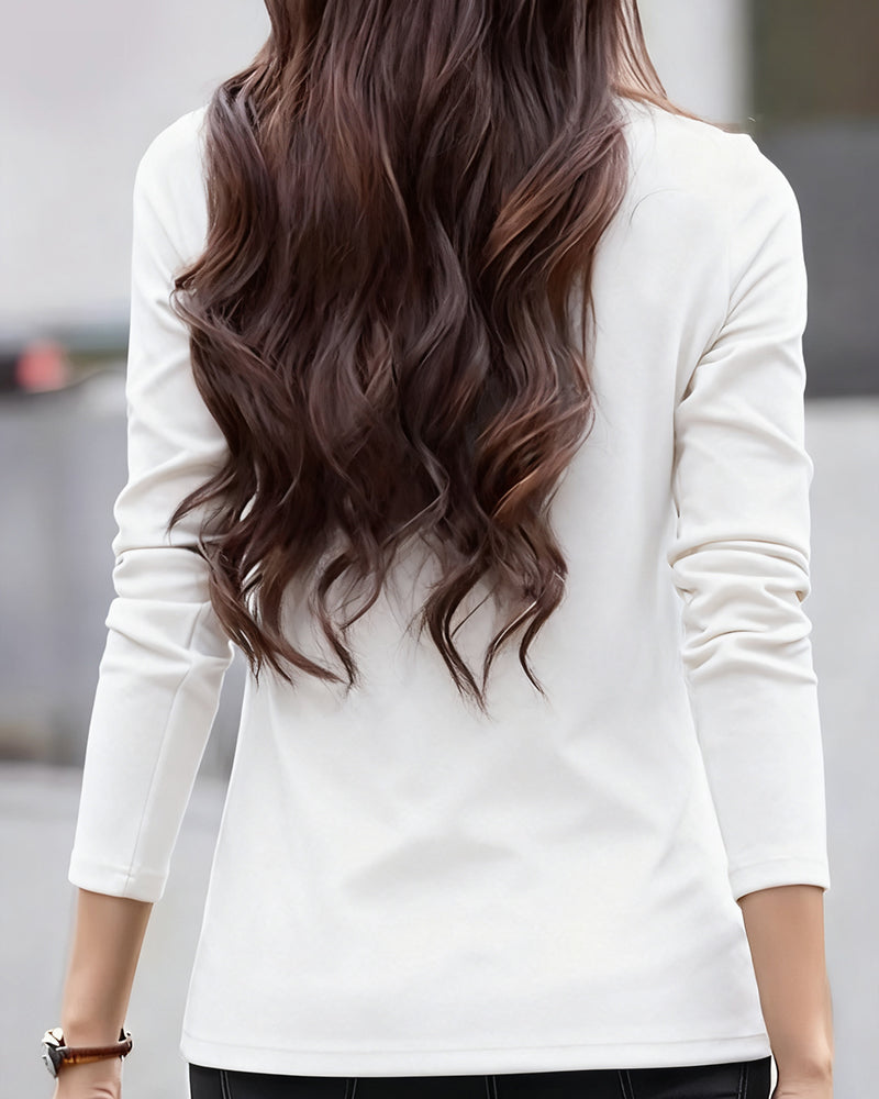 Andrea's™ | Top Slim Fit plissiert langärmlig