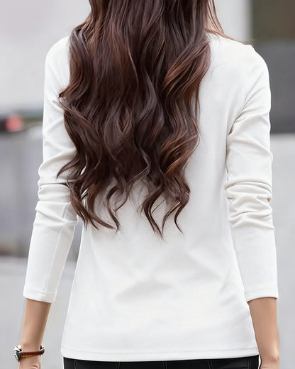 Andrea's™ | Top Slim Fit plissiert langärmlig