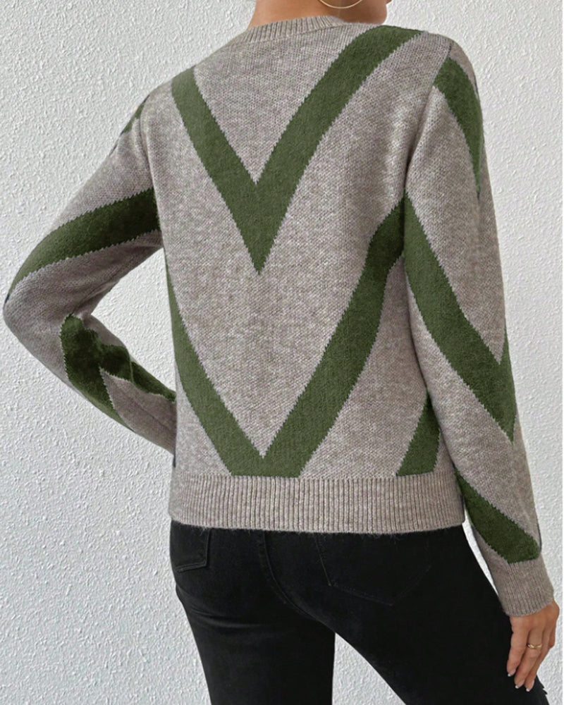 Andrea's™ | Pullover Mit Geometrischem Muster Und Rundhalsausschnitt Merkmalen