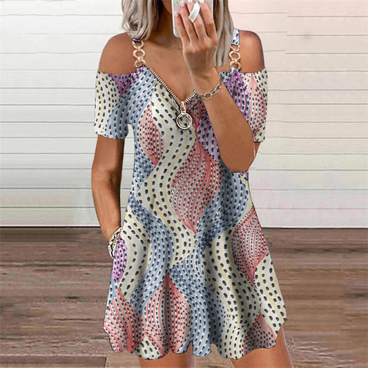 Schickes Kurzarmkleid mit Print von Andrea Serena
