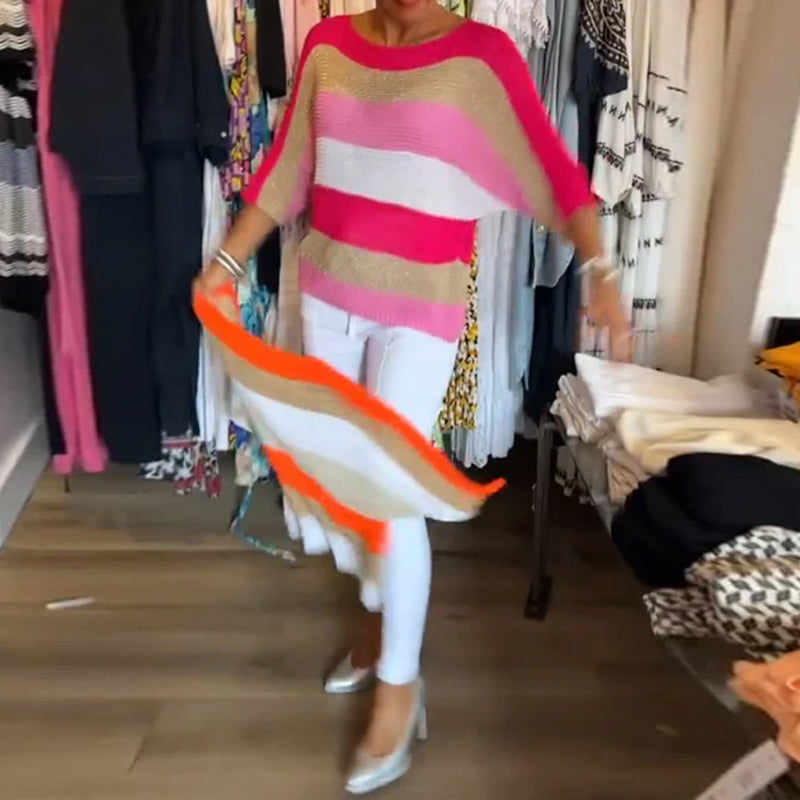 Andrea's™ | Pullover mit Farbblock-Rundhalsausschnitt