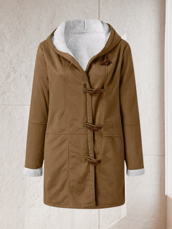 Andrea's™ | Damen Wintermantel mit Kapuze aus Kunst-Lammfell